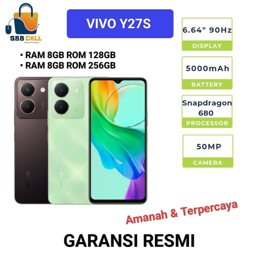 HP VIVO Y27S 8/256 GB - VIVO Y 27 S RAM 8GB ROM 256GB GARANSI RESMI VIVO