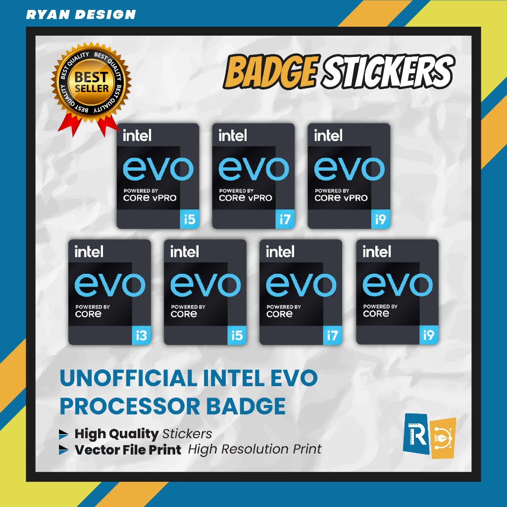 Sticker Logo Intel Evo i3 Evo i5 Evo i7 Evo i9 dan Evo vPro Sticker Badge Laptop (Unofficial)