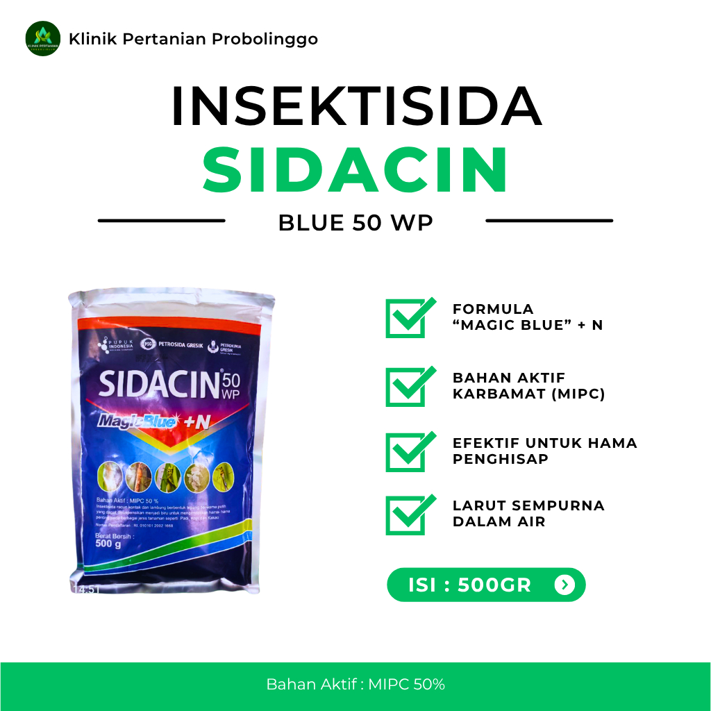 100% ASLI ✅ Insektisida SIDACIN 50 WP MAGIC BLUE 500GR - AMPUH KENDALIKAN HAMA PENGHISAP
