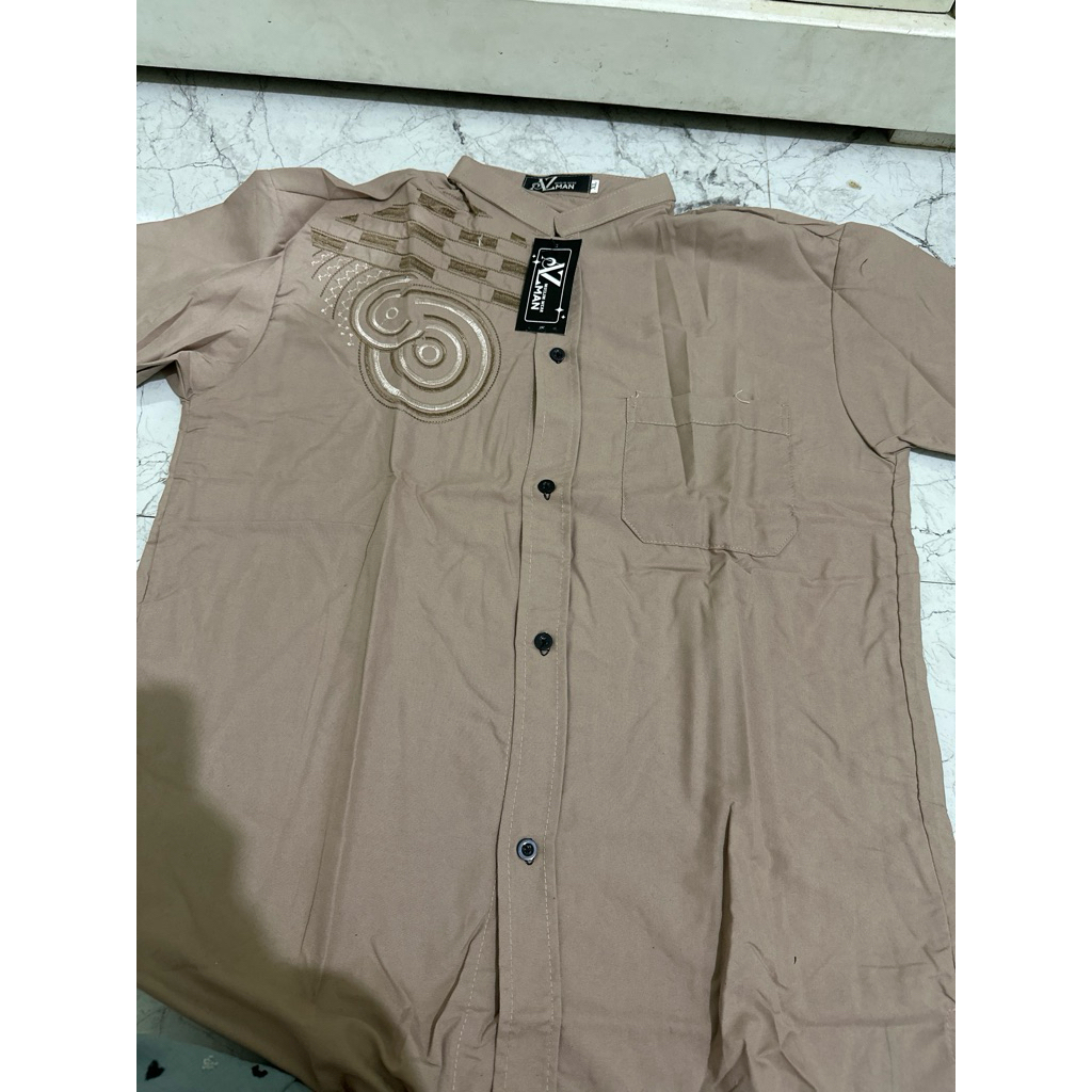Baju Koko Bapak/Pria Lengan Pendek Navy dan Khaki XL