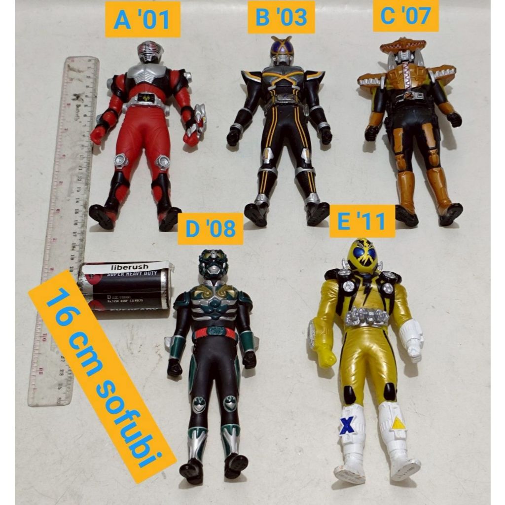 Set sofubi 16 cm bandai kamen rider ryuki dragon knight kaixa gao den o hibiki ryujin mabuyer , four