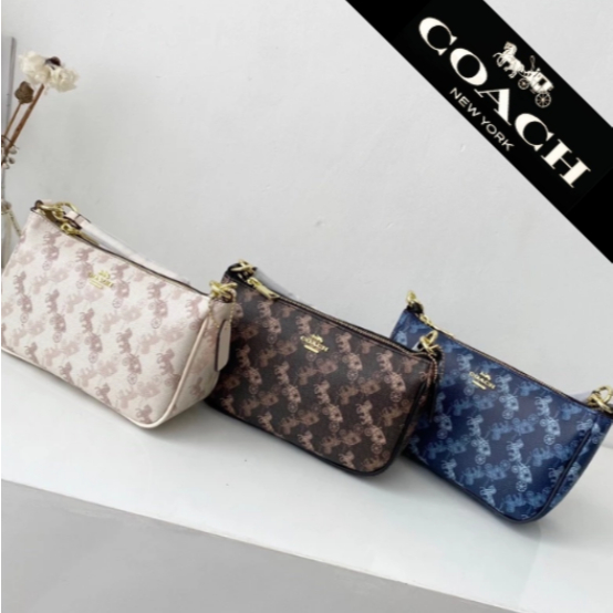 Coc Top Handle Pouch with Horse and Carriage Print tas bahu selempang wanita 36674 gd