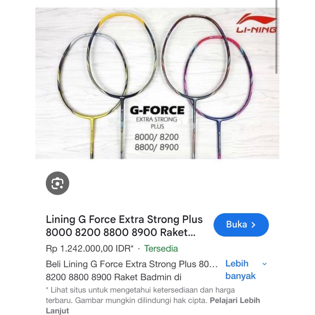 RAKET BADMINTON LI-NING G FORCE 8900 PLUS ORIGINAL
