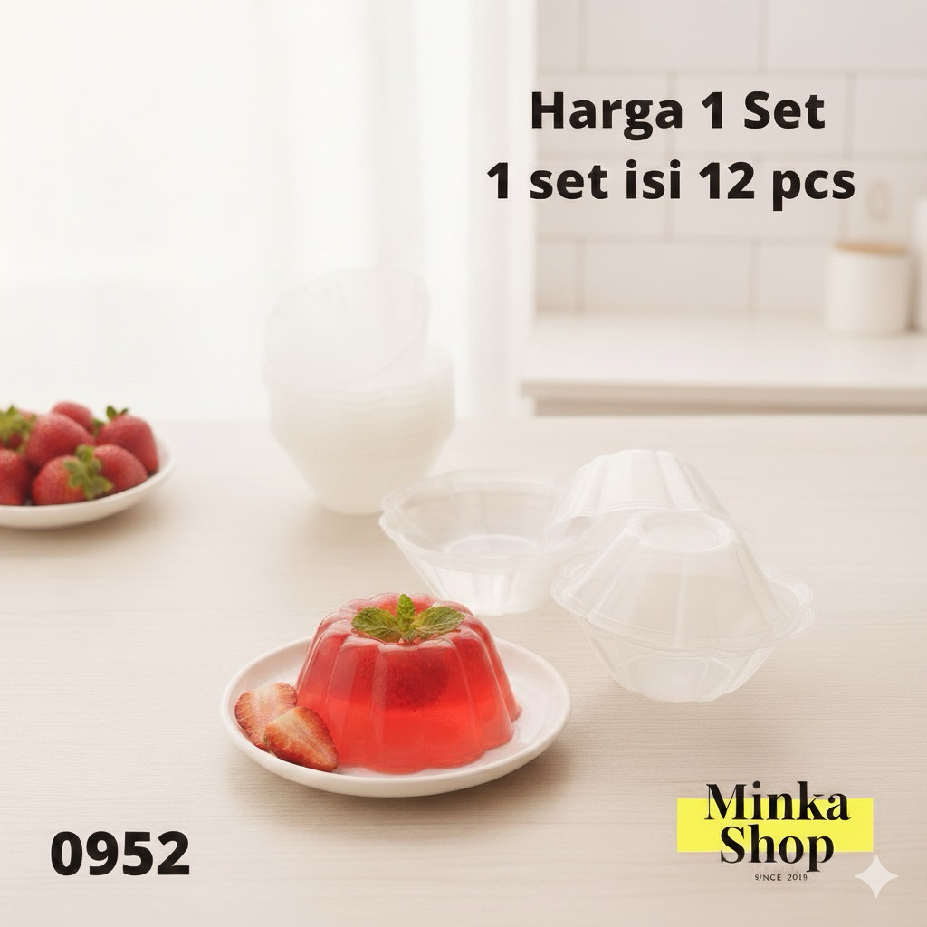 Robyn Cetakan Agar Puding Kecil 12 Pcs Green Leaf 0952 Diameter 9,7 cm Tinggi 3,7 cm Set Kitchenware