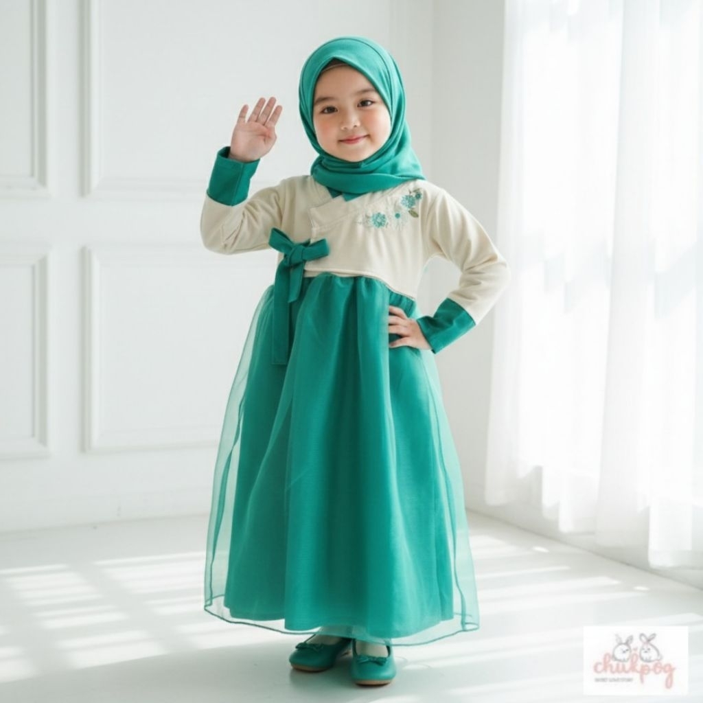 chukpog DALMI gamis hanbok usia 0-5 ahun korean style Panjang Syari Remaja Jilbab Pesta Wanita Lebar