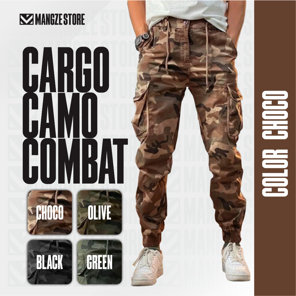 Celana Panjang Jogger Cargo Camo Combat Pria Wanita | Celana Jogger Cargo Loreng | MANGZESTORE.ID