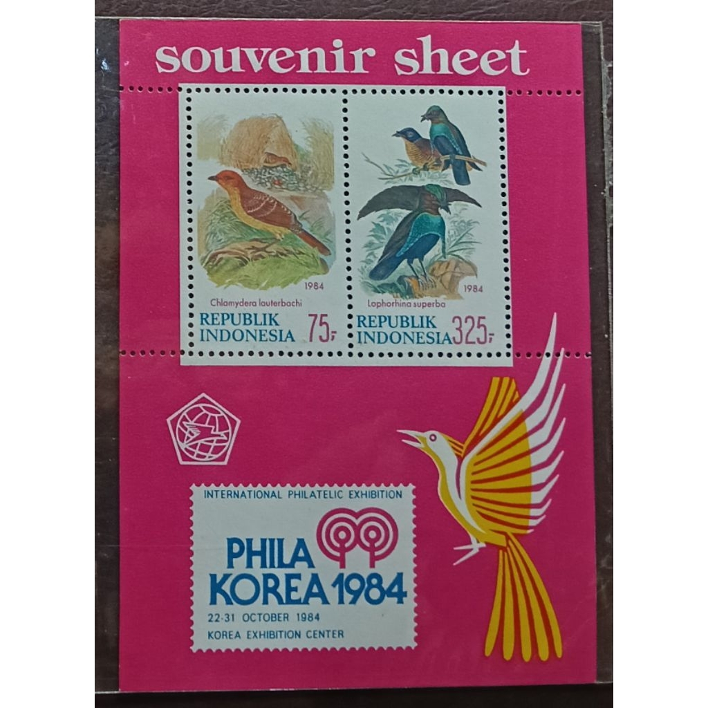 Souvenir Sheet (SS) Prangko Lawas RI Burung Philakorea 1984