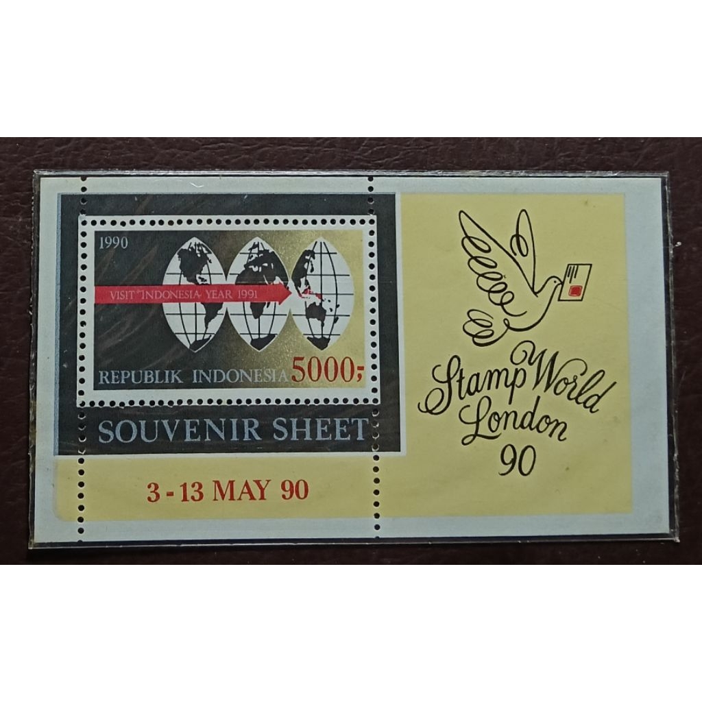 Souvenir Sheet (SS) Prangko Lawas RI Stamp World London 1990