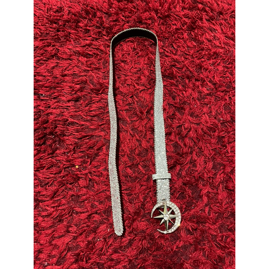 y2k belt rhinestone silver