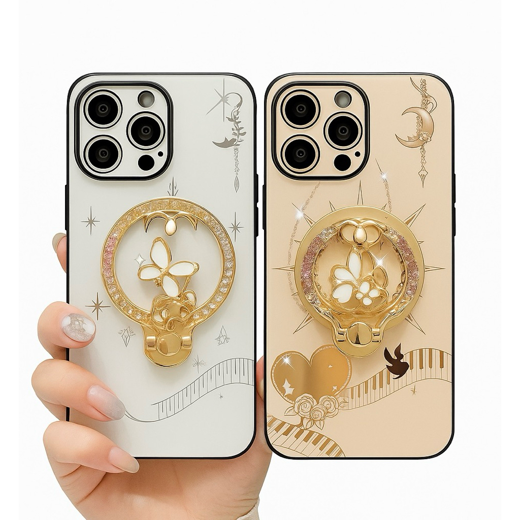 R-JUST CASE HP GLITTER IPHONE 11 11 PRO 11 PROMAX MEWAH RING STAND MAGSAFE KELINCI BUNGA