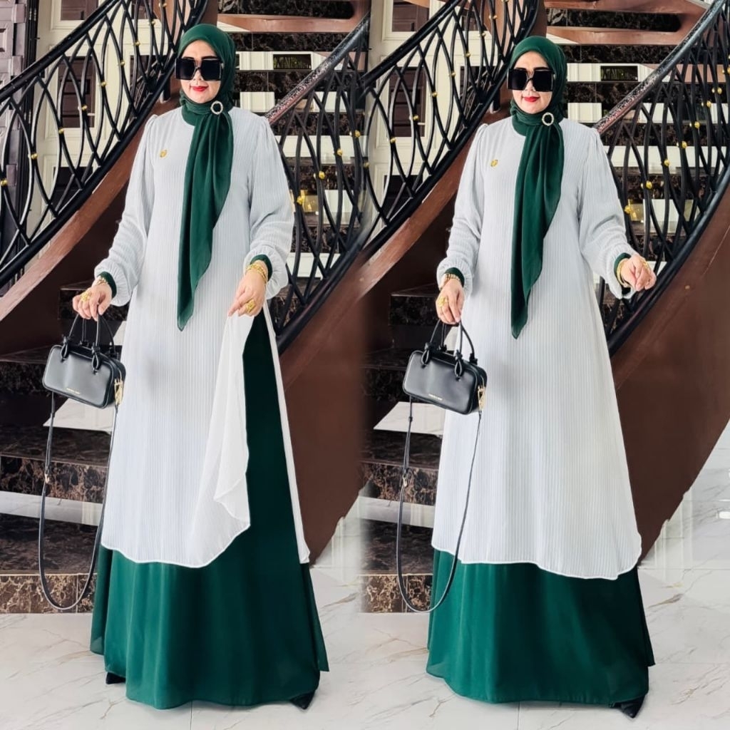 Layla Dress Set Hijab Hijau / COD / layla set