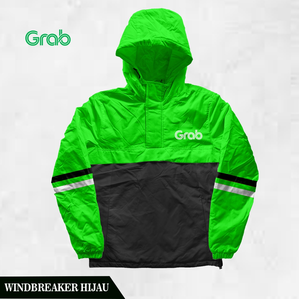Jaket Windbriaker Kupluk Terbaru Grab Ojol,Waterproof