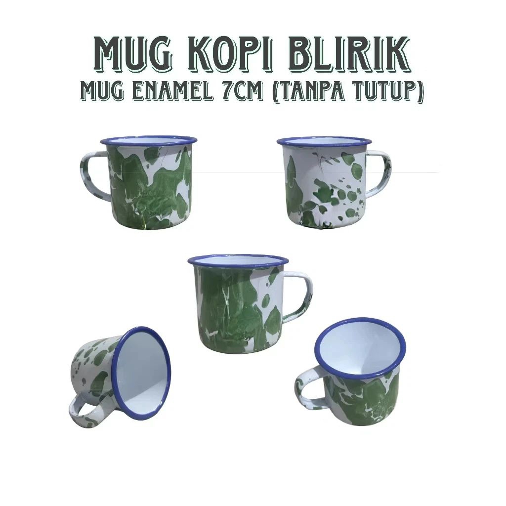 Cangkir enamel, Mug enamel blirik 7cm 12pcs