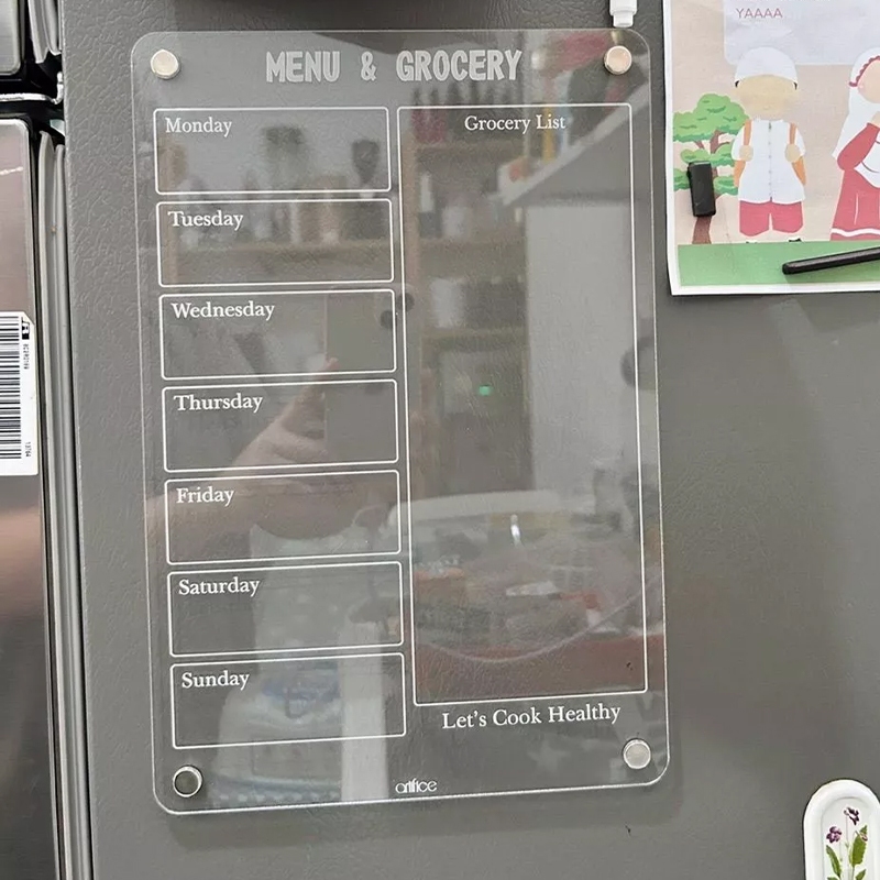 Template Papan Menu Bahan Makanan Akrilik Papan Catatan Magnetik Akrilik Planner Monthly Weekly