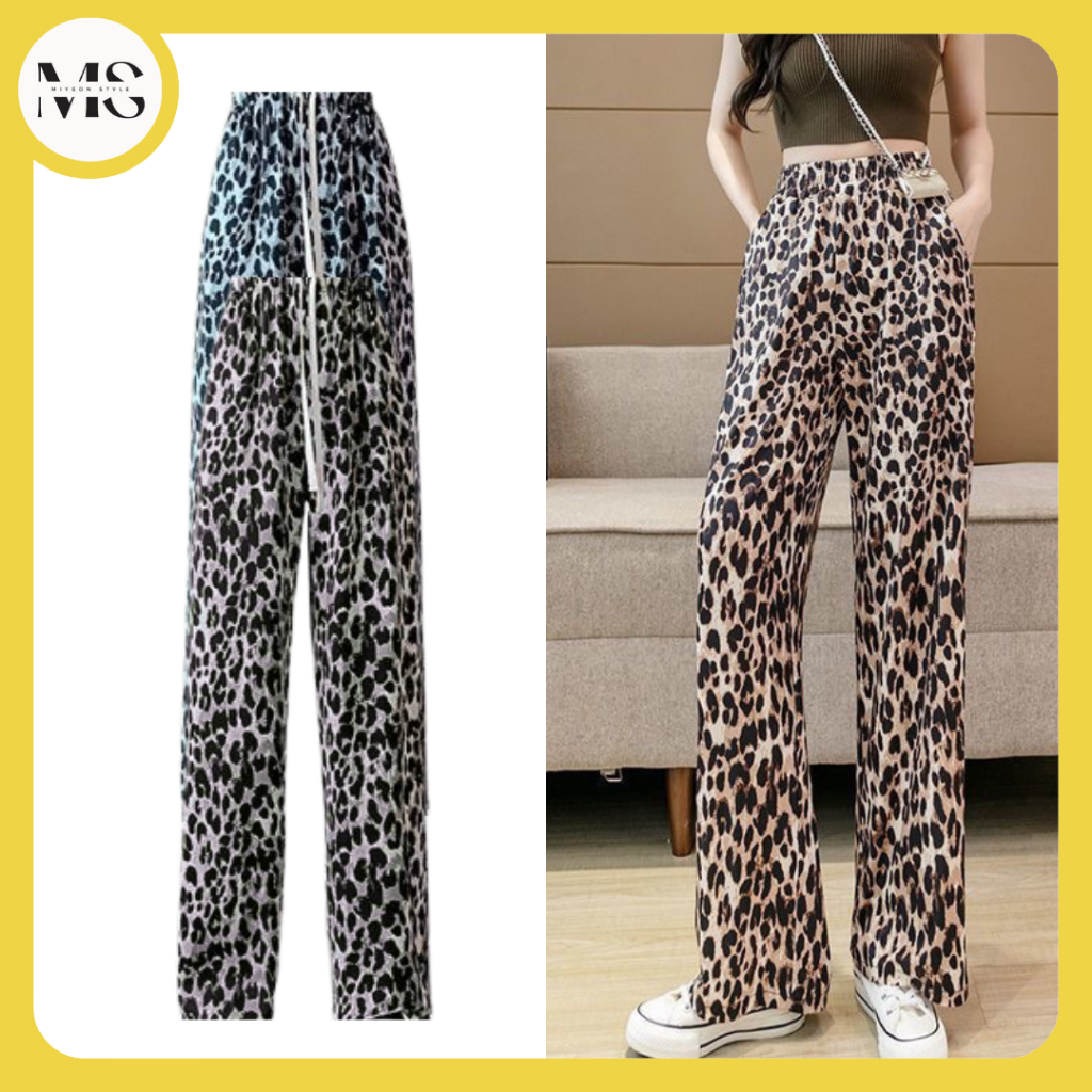*Miyeon* CPG537 Celana Panjang Leopard Motif Macan Kulot Bahan Karet Rayon Stretch