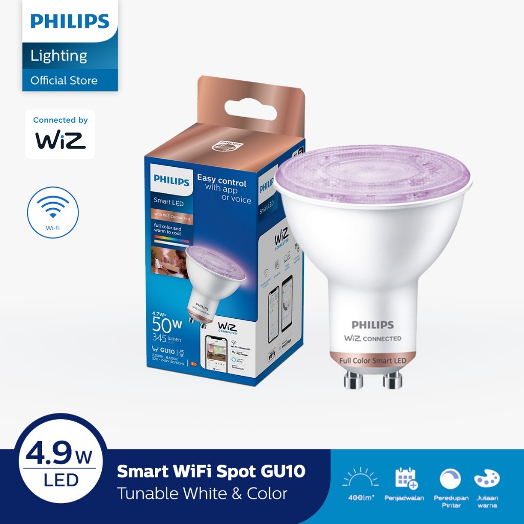 Hadiah Philips Lampu Smart WiFi LED 4.9W GU10 Bluetooth - Color & TW (Warna)