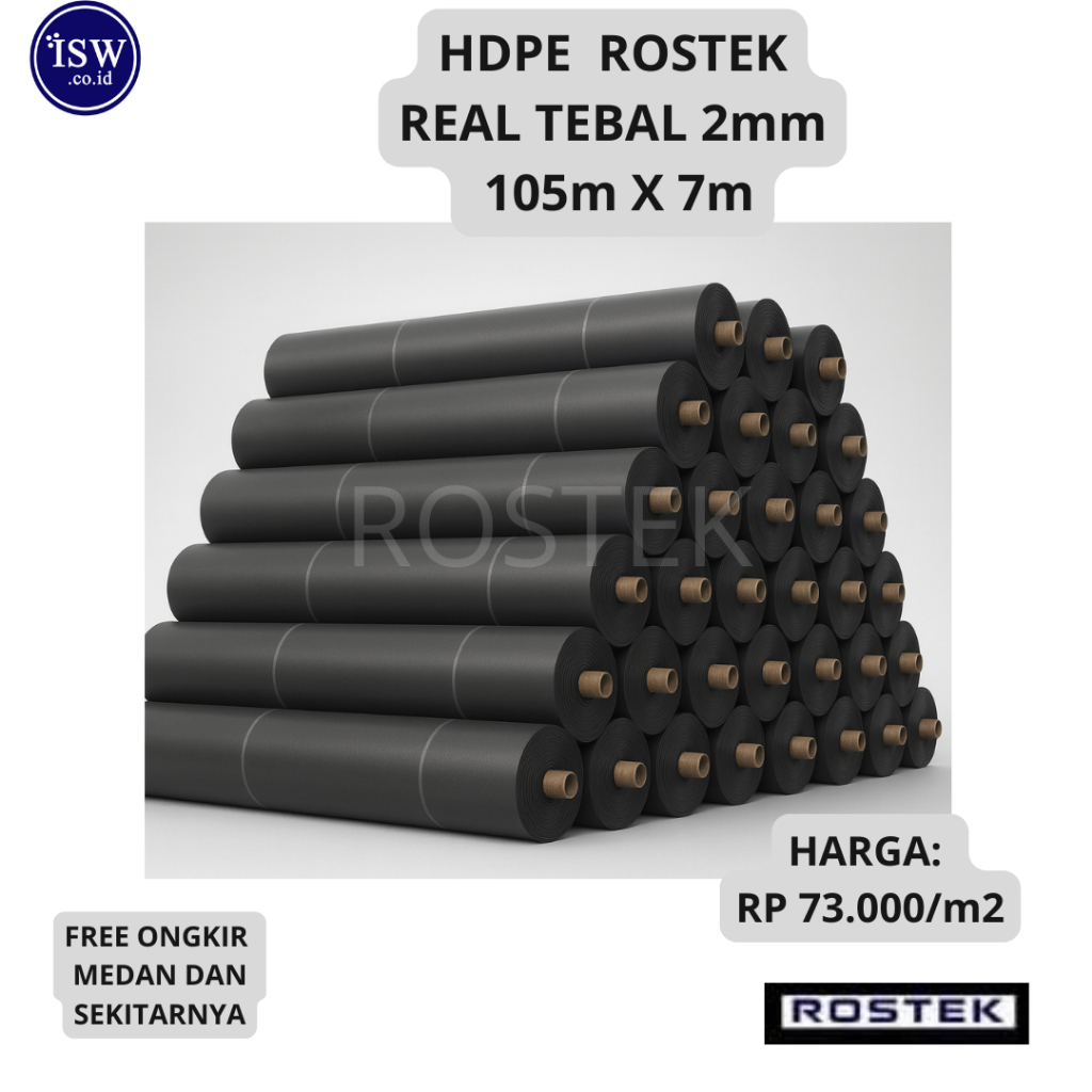 Geomembrane HDPE Rostek Terpal Pelapis Kolam Limbah 2 mm