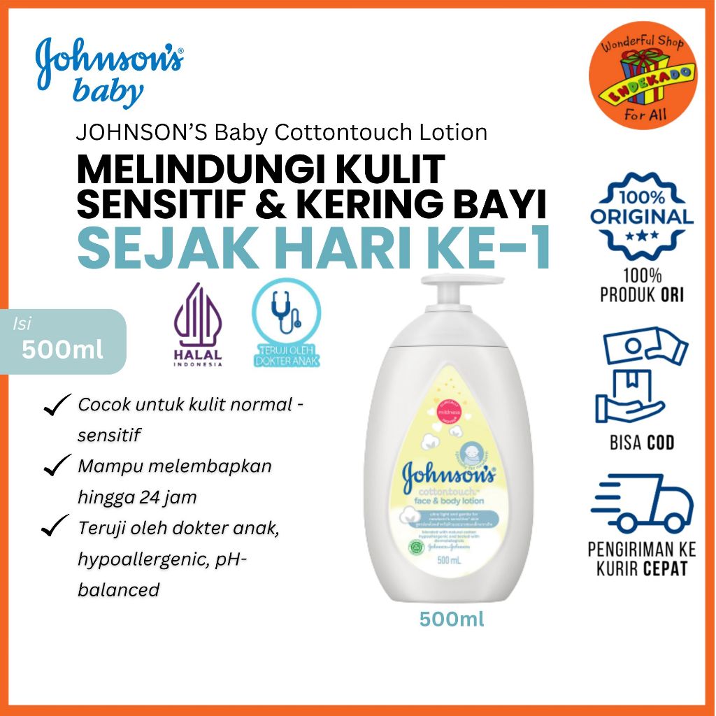 JOHNSON'S COTTONTOUCH FACE & BODY LOTION 500ml | Losion Bayi