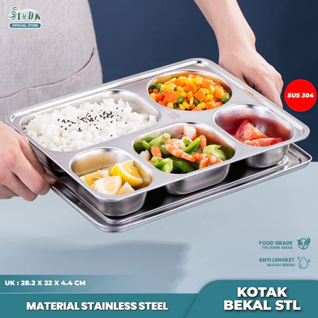 Sinda Food Tray Ompreng Stainless 304 Sekat 5 Kotak Makan Stainless