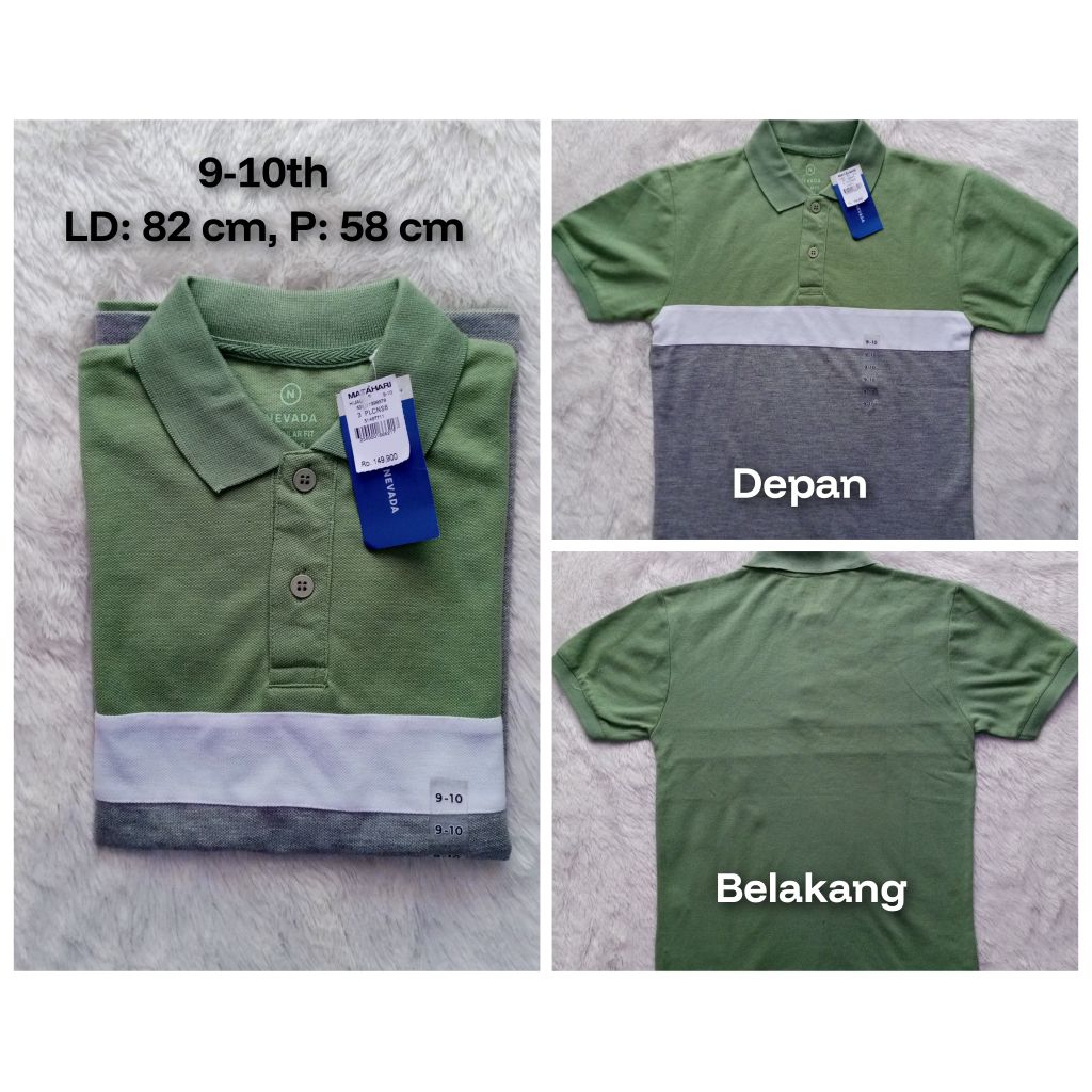 Kaos Kerah Anak Nevada Size 9-10th, 11-12th, 13-14th, 15-16th.