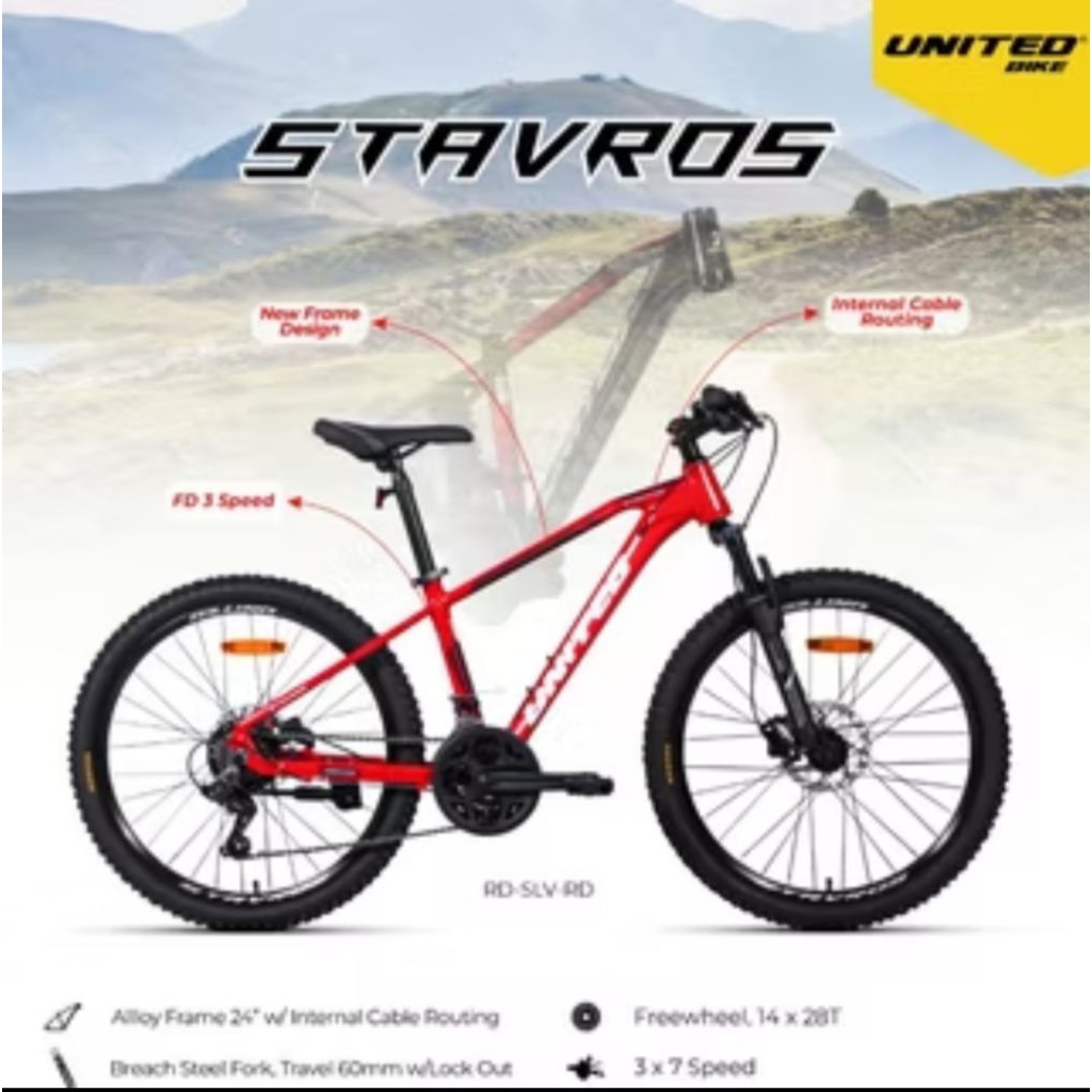 Sepeda Gunung Remaja United MTB 24 inch Stavros