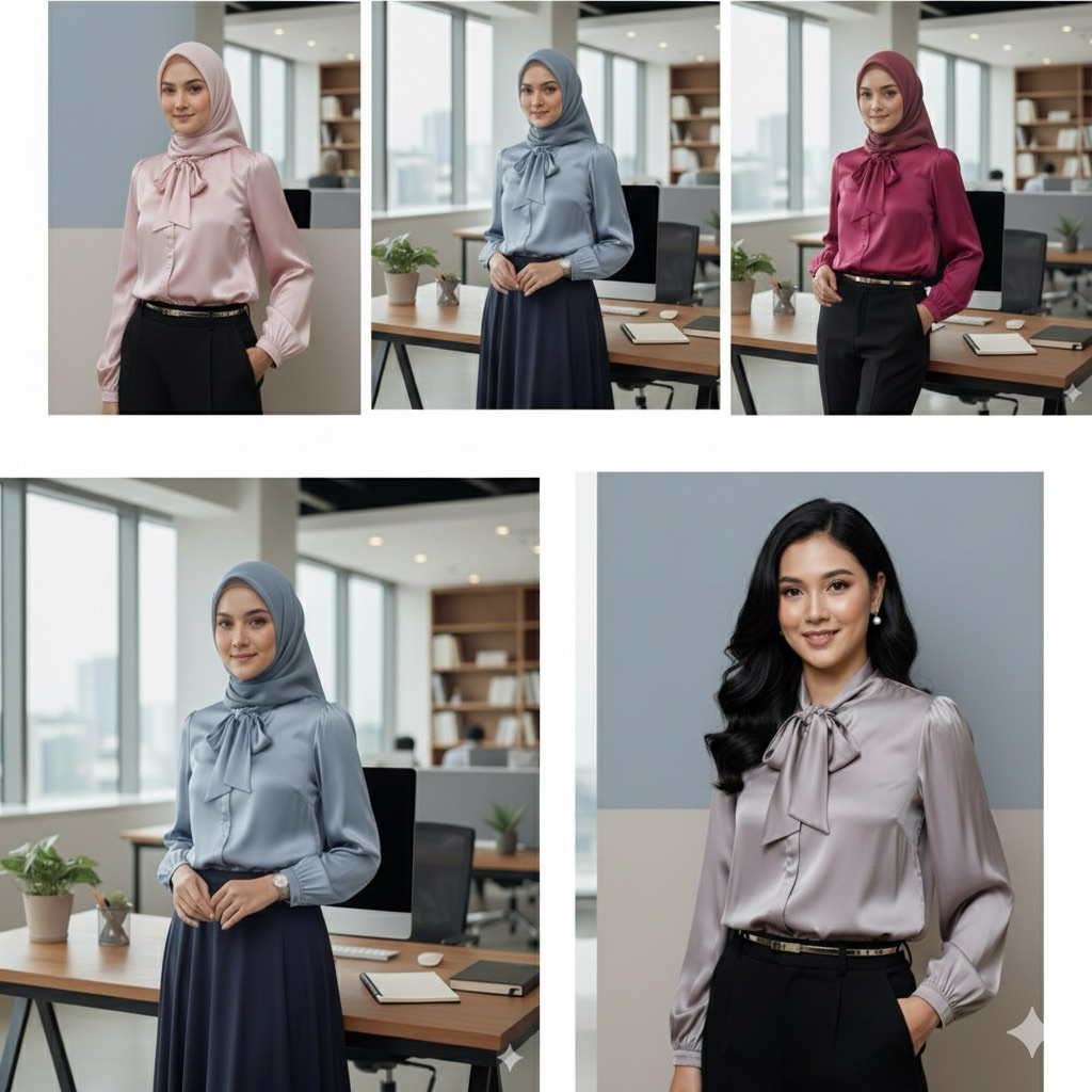 Kemeja wanita Blouse wanita kemeja Fendi kemeja Silk satin sutra SHISHANG by XINGLONG kemeja satin