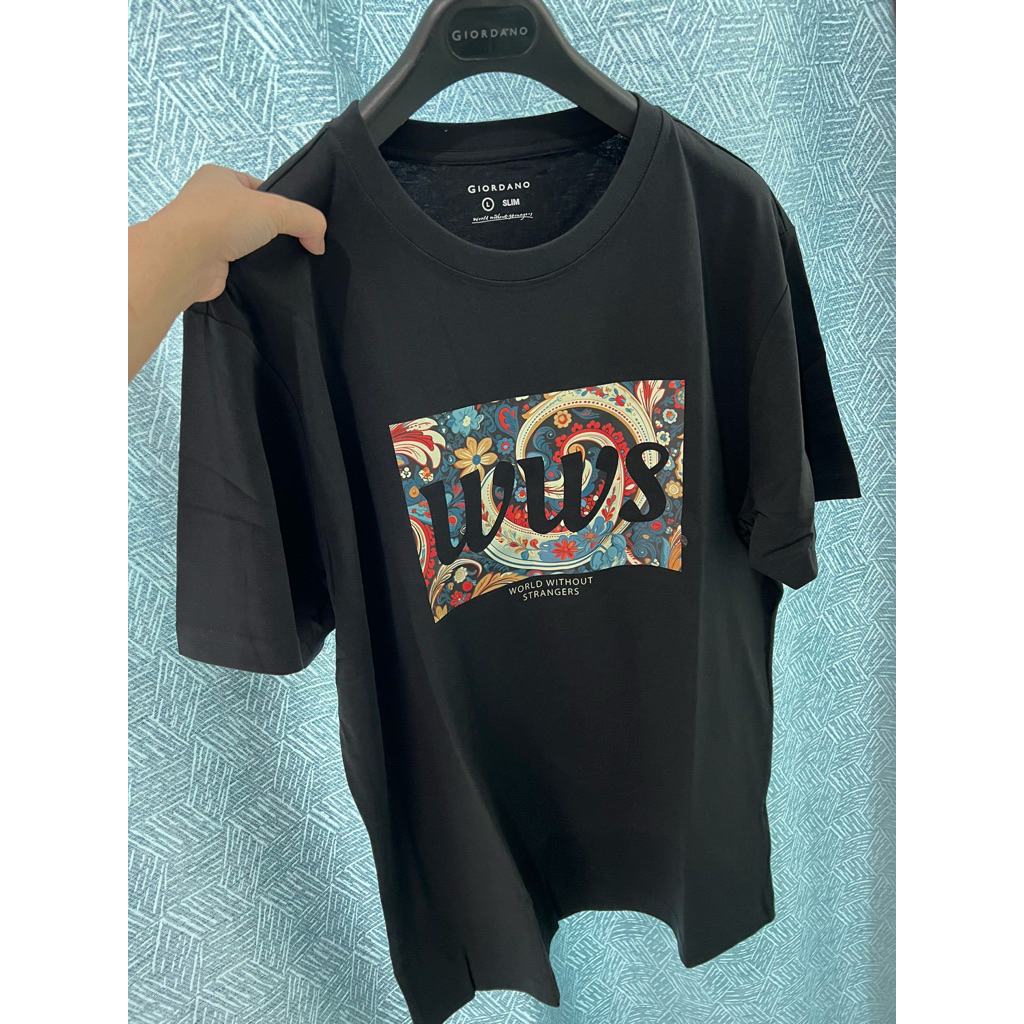 Giordano Tee Man Giordano WWS Black size L Kaos Giordano