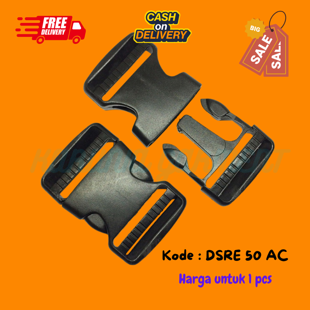 GESPER KLIK KUNCI SODOK SELOP TALI WEBBING BISBAN TAS 5.0 CM BAHAN PLASTIK ACETAL ECER SATUAN