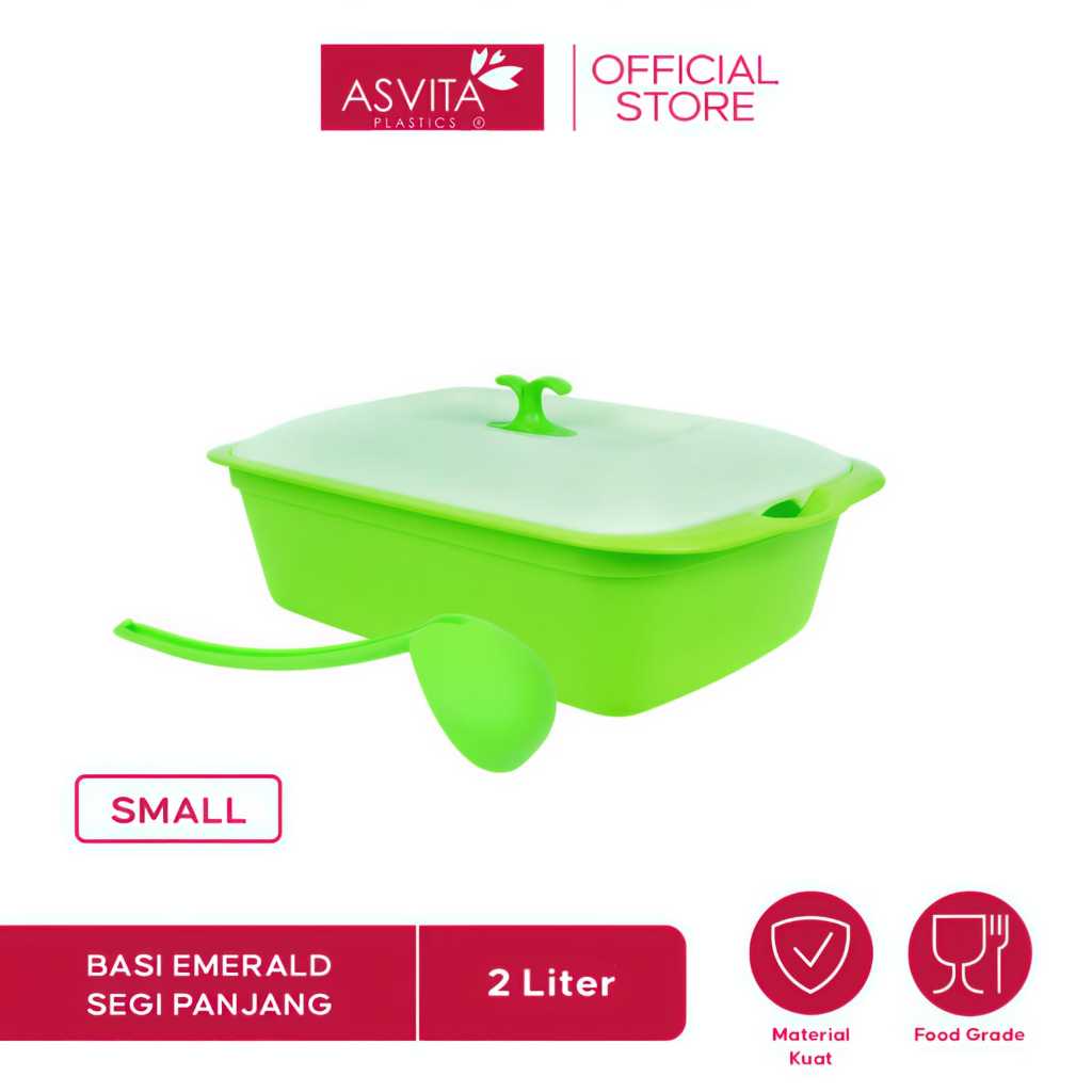 Asvita Emerald Family Wadah Saji Makanan BASI Asvita Tempat Sayuran ASVITA Basi Emerald Segi Panjang