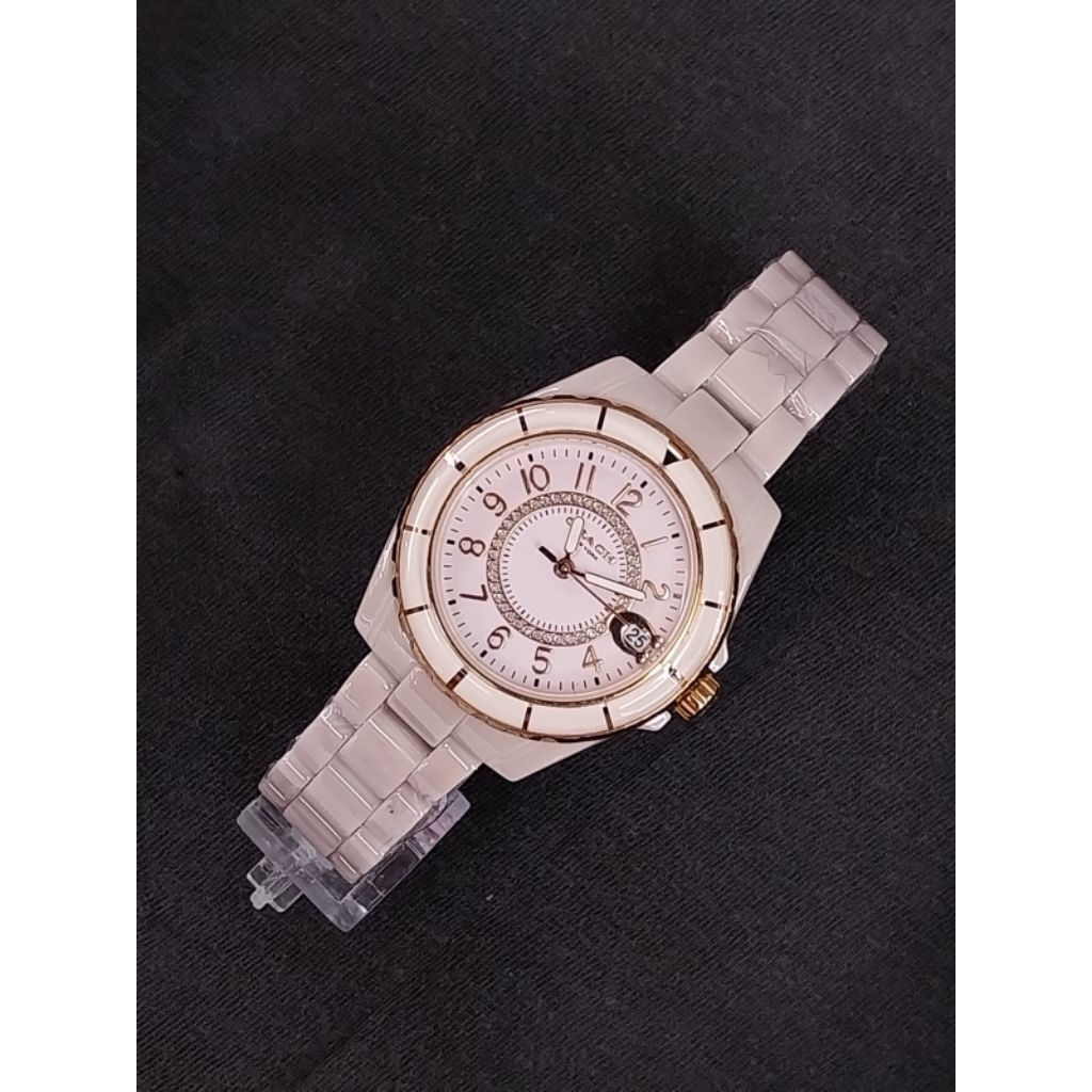 GROSIR TERMURAH...Jam Tangan Wanita New COACH PINK SOFT FULL KERAMIK Anti Luntur Grade Premium Impor