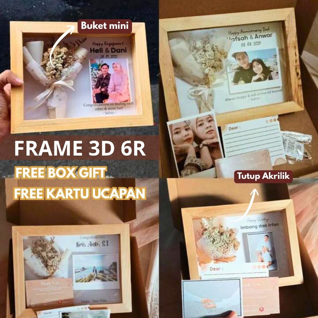 NARA FRAME 3D 15x21 [FREE BOX GIFT, KARTU UCAPAN] kado wisuda, kado wedding, kado ultah, kado annive