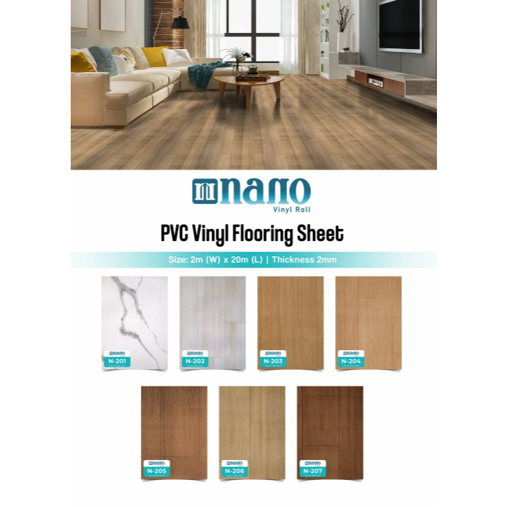Karpet Vinyl Roll Tebal 2mm / Vinyl Roll Nano Tebal 2mm Motif Kayu & Marble