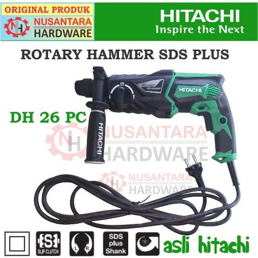 rotary hammer SDS plus hitachi dh 26 pc, mesin bor impact, mesin bor beton hitachi dh 26 pc, mesin b