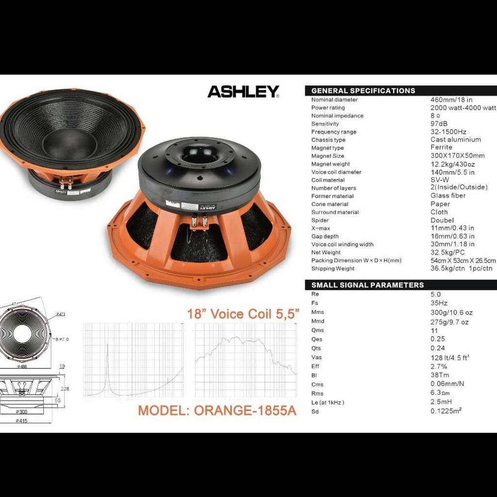 ORANGE-1855A SPEAKER TRANSDUCER 18 INCH ASHLEY ORIGINAL / KOMPONEN 18 INCH / ORANGE1855A ASHLEY
