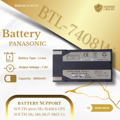 Baterai GPS RTK GNSS South BTL7408W brand Panasonic Battre GPS South G1 G1plus G1+ Battery GPS South