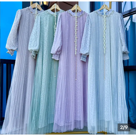 Ratushopping21-jihan dress ceruti payet tille dress wanita muslimah