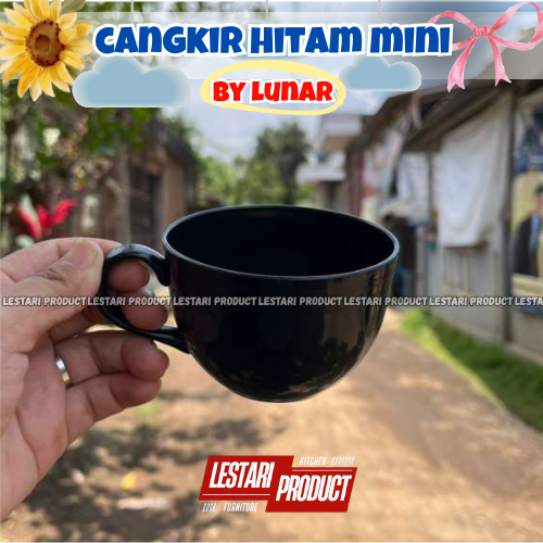 ( 12 PCS ) CANGKIR PLASTIK HITAM MINI LUNAR | CANGKIR TEH | CANGKIR KOPI | CANGKIR MINI | CANGKIR PL