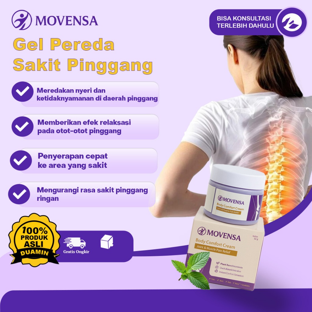 Movensa Gel Cream Krim Herbal Soothing Original Pereda Nyeri Sendi Aman Dipakai untuk Semua Usia
