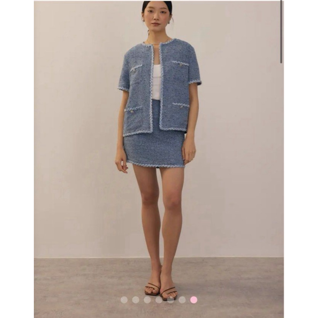 LOVE BONITO  Elastic Tweed A-Line Mini Skirt