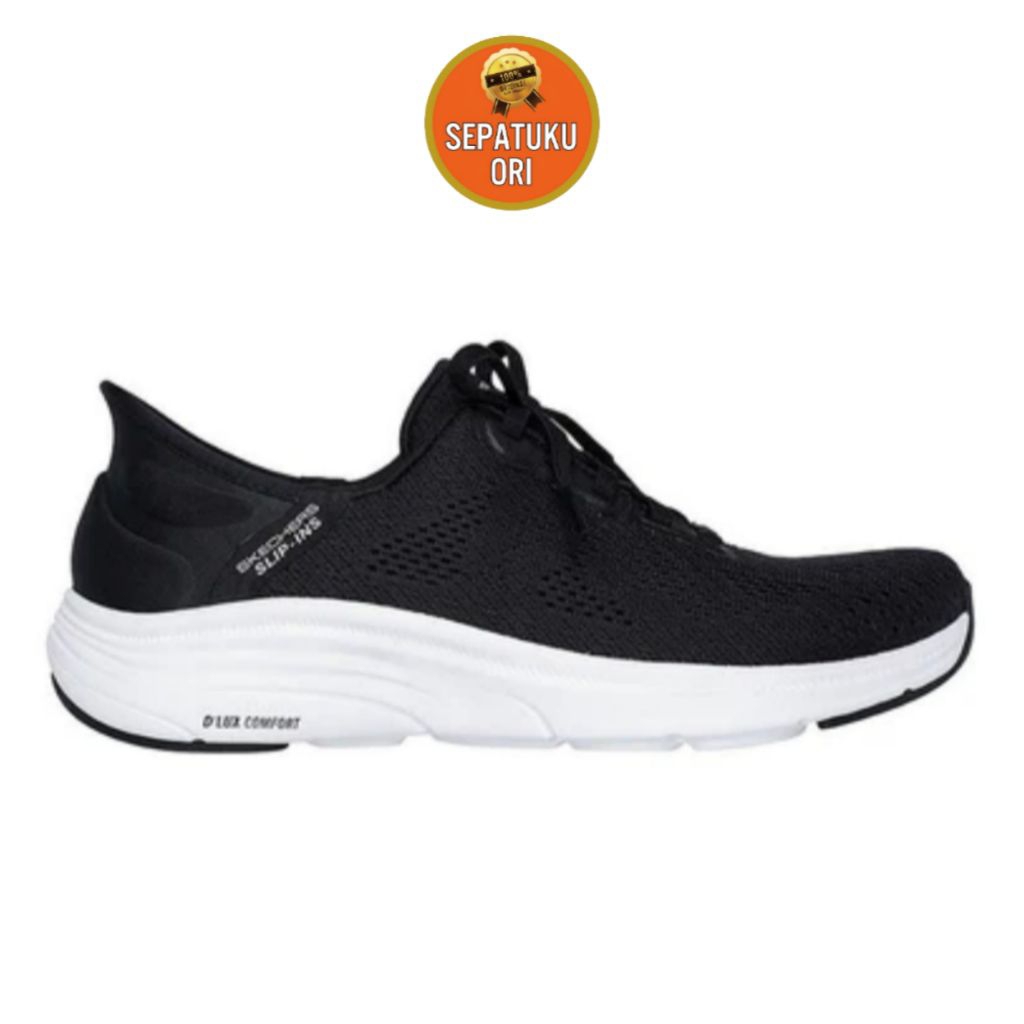 SEPATU WANITA SKECHERS MACHINE WASHABLE TAGGED BLACK WHITE BNIB