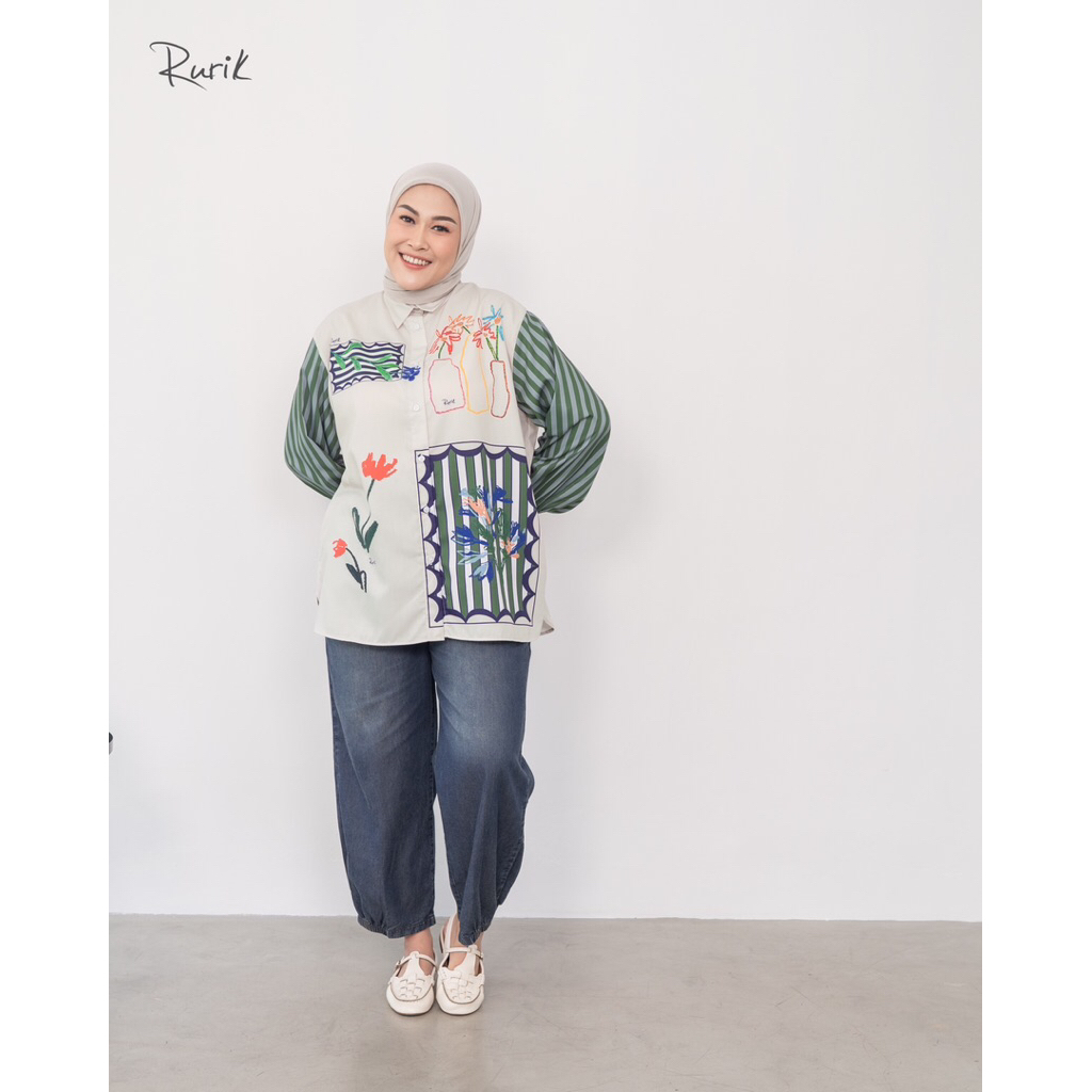 Rurik Valeo Print Shirt Pale Sage