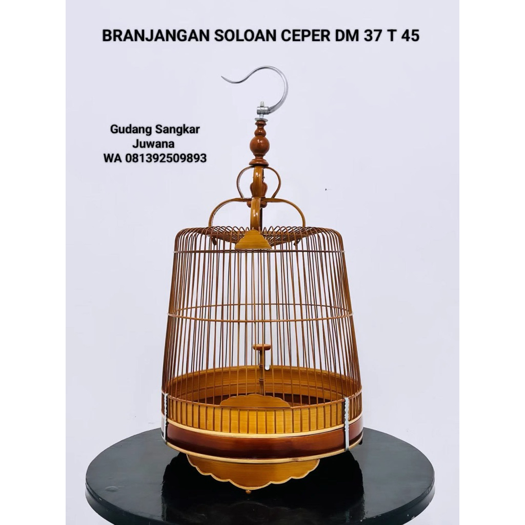 Sangkar Branjangan Soloan Bambu Ceper. Dm 37 T 45. Fullset kerodong