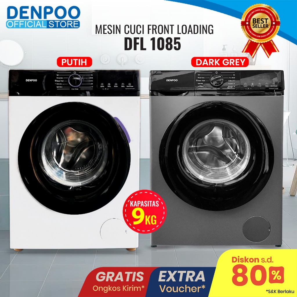 Denpoo Mesin Cuci Front Loading 1 Tabung DFL-1085 (9KG)