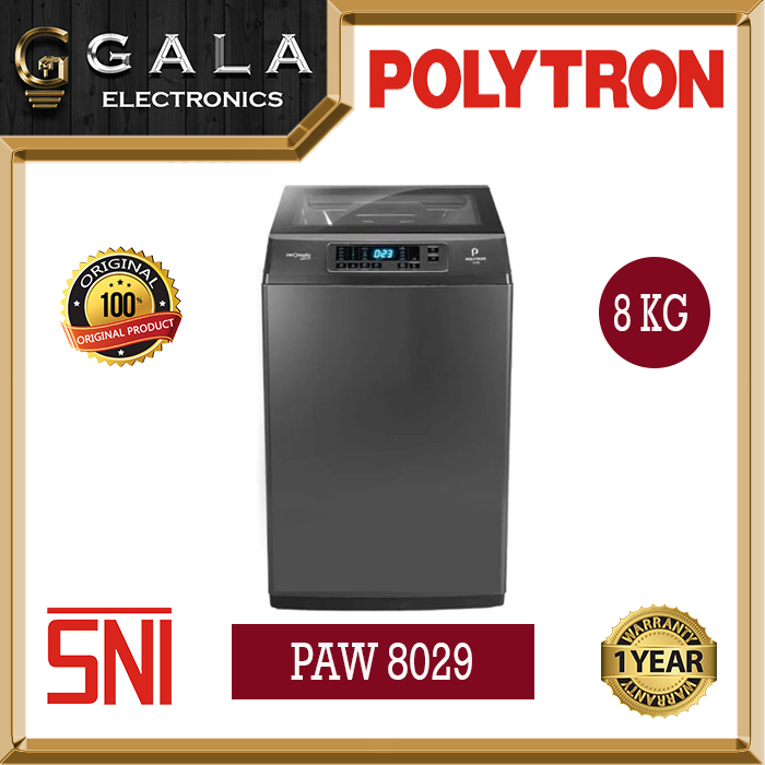 Mesin cuci polytron PAW 8029 Otomatis 8 kg 1 tabung (Top Loading)