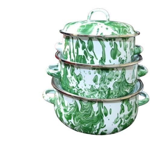 Panci Bunga Set Enamel Susun Tutup Kaca