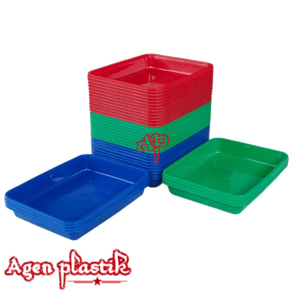 Agen plastik... 6 Pcs Nampan Plastik Kotak No 1 / Baki Saji Makanan Serbaguna / Nampan Tatakan Pirin