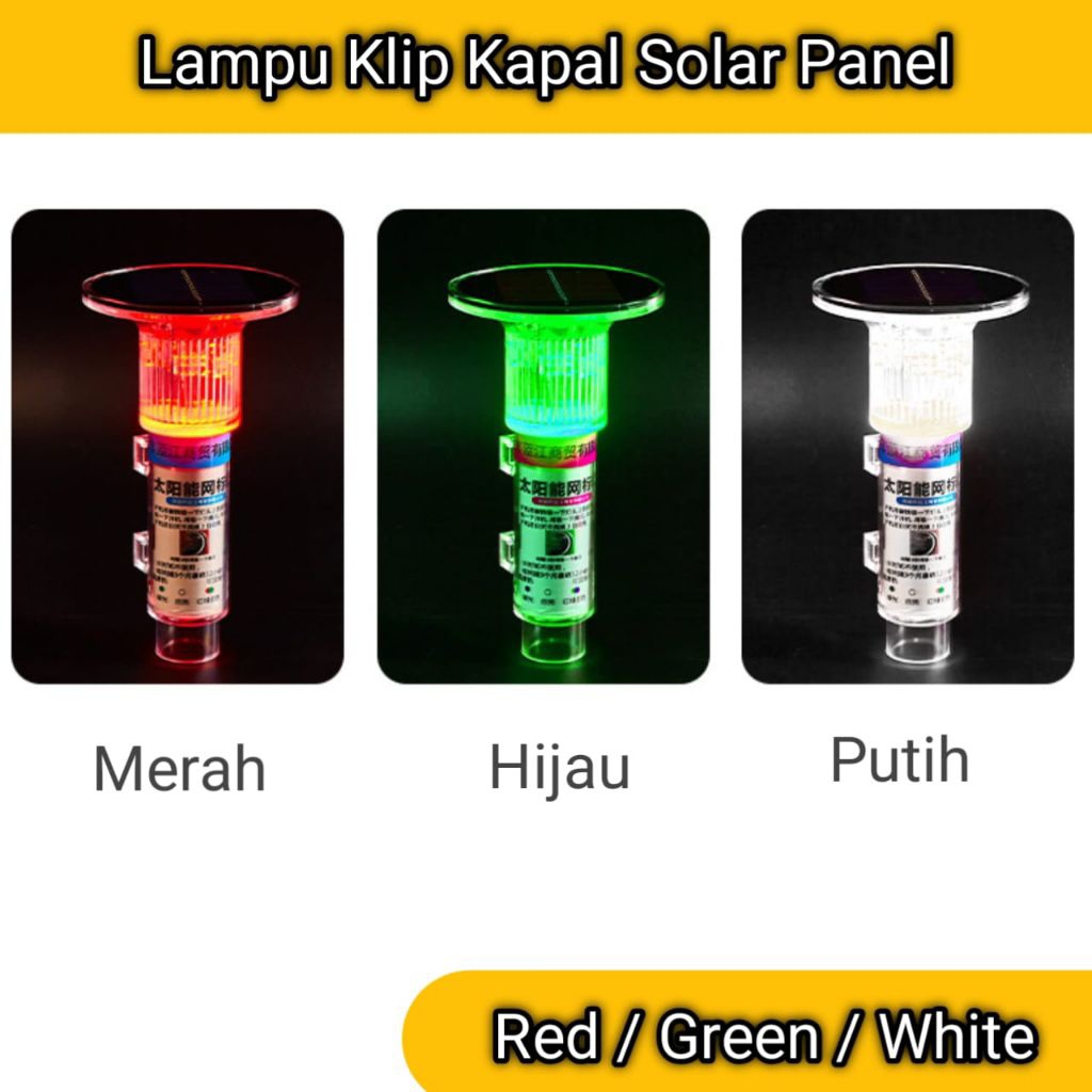 Lampu Navigasi Kapal LED Solar Panel Lampu Klip Kapal Flashligt LED Waterptoof Lampu Terpedo Lampu J