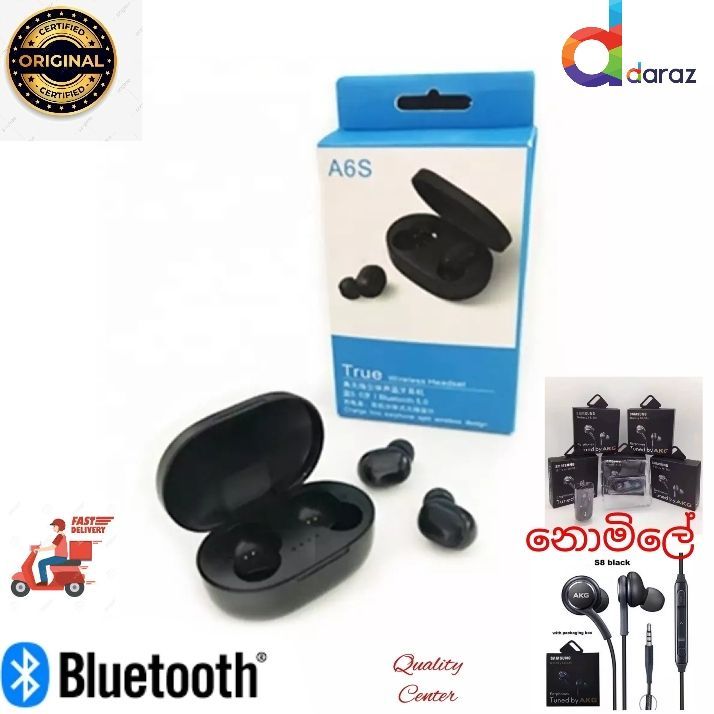 TWS A6S Headset Bluetooth Headphone nirkabel Olahraga Stereo