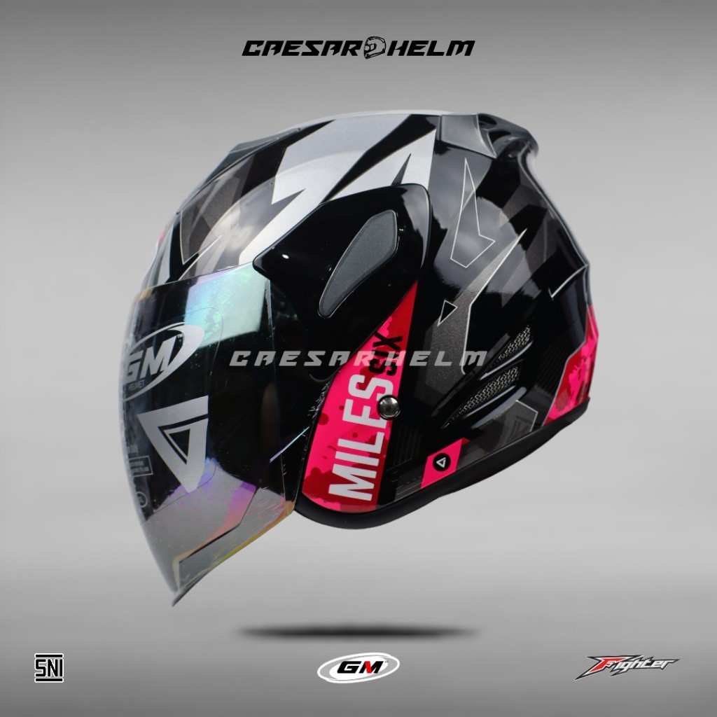 GM Fighter SR Motif Six Miles - Black/Pink - Helm Half Face
