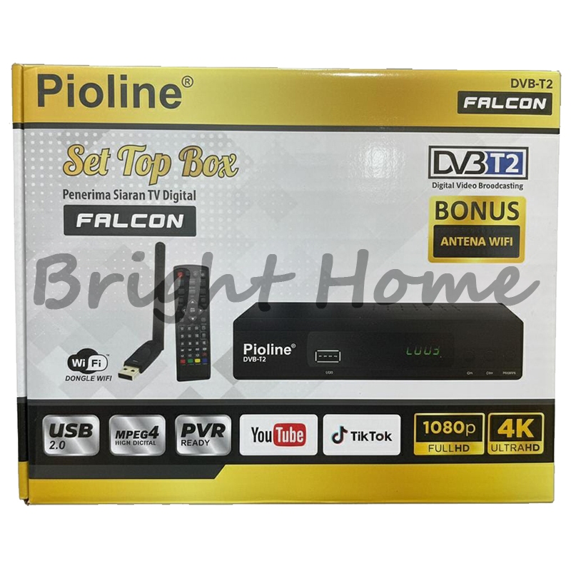 PIOLINE FALCON DVB-T2 Set Top Box STB Penerima Siaran TV Digital + Doogle WiFi